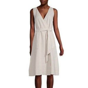 Michael Stars Size Medium Lenox Wrap Utility Dress White 100% Linen